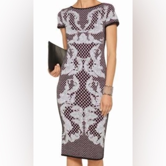 Herve Leger Emely Jacquard Print Bodycon Dress Size: Medium - Picture 1 of 15